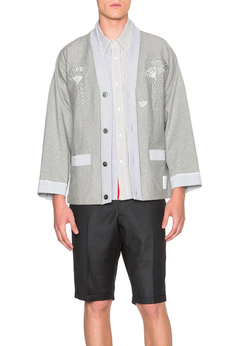 Thom Browne Haori Cardigan with Fan Embroidery