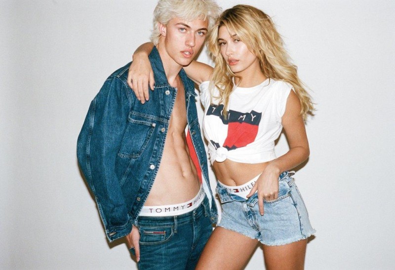 Lucky Blue Smith and Hailey Baldwin for Tommy Hilfiger's Tommy Jeans collection.