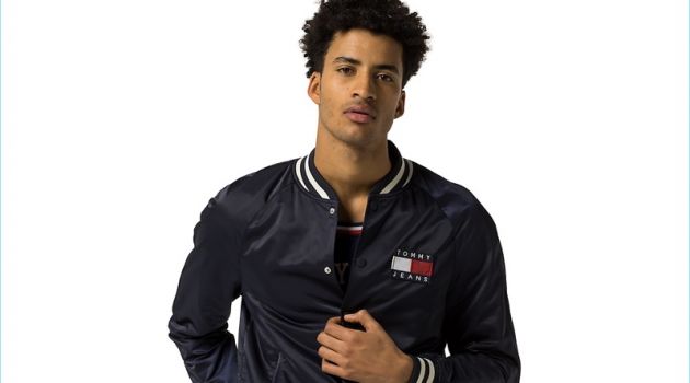 Make a 90s Statement with Tommy Hilfiger's Tommy Jeans Fashions Tommy Jeans Satin Bomber Jacket