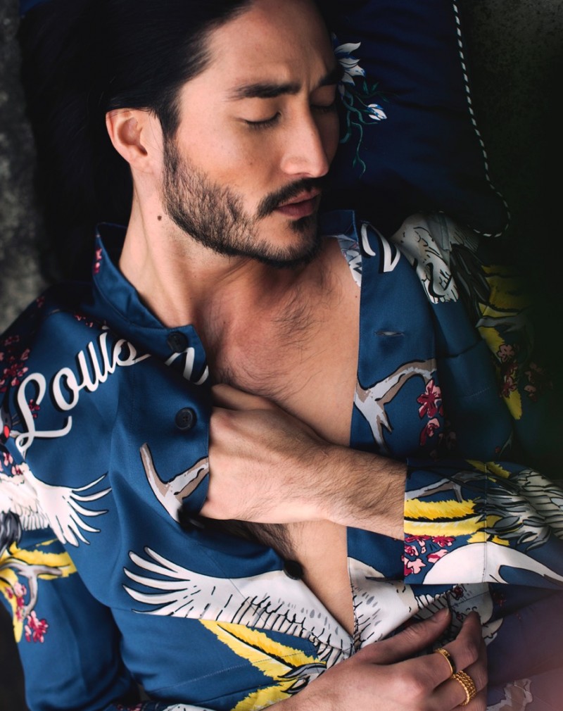 Tony Thornburg wears silk shirt Louis Vuitton.