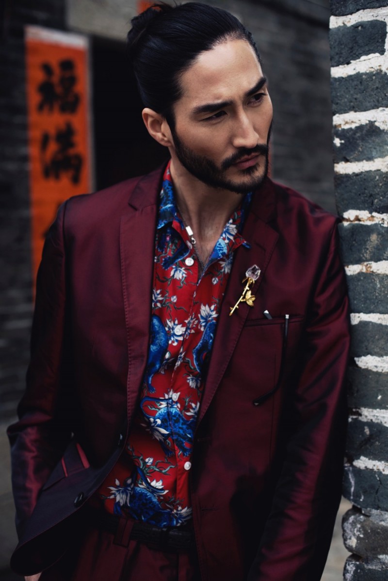 Tony Thornburg wears silk suit Hugo Boss and print shirt Louis Vuitton.