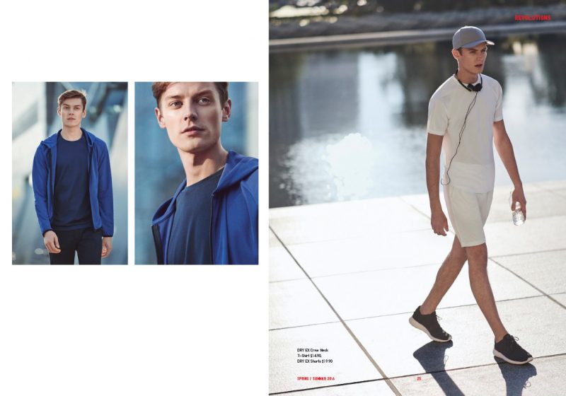 Left: Janis Ancens wears Dry stretch active shorts, DRY EX hoodie and crewneck t-shirt from UNIQLO. Right: Janis Ancens wears DRY EX crewneck t-shirt and shorts from UNIQLO.