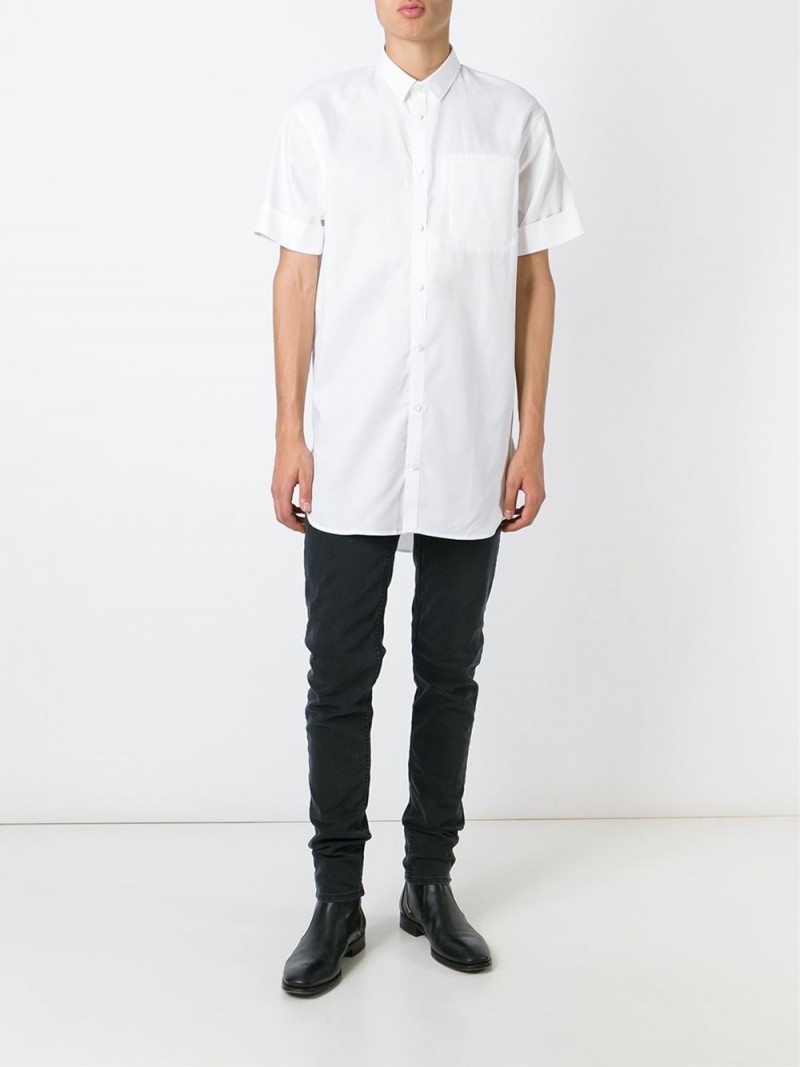 Won Hundred White Longline Short-Sleeve Shirt