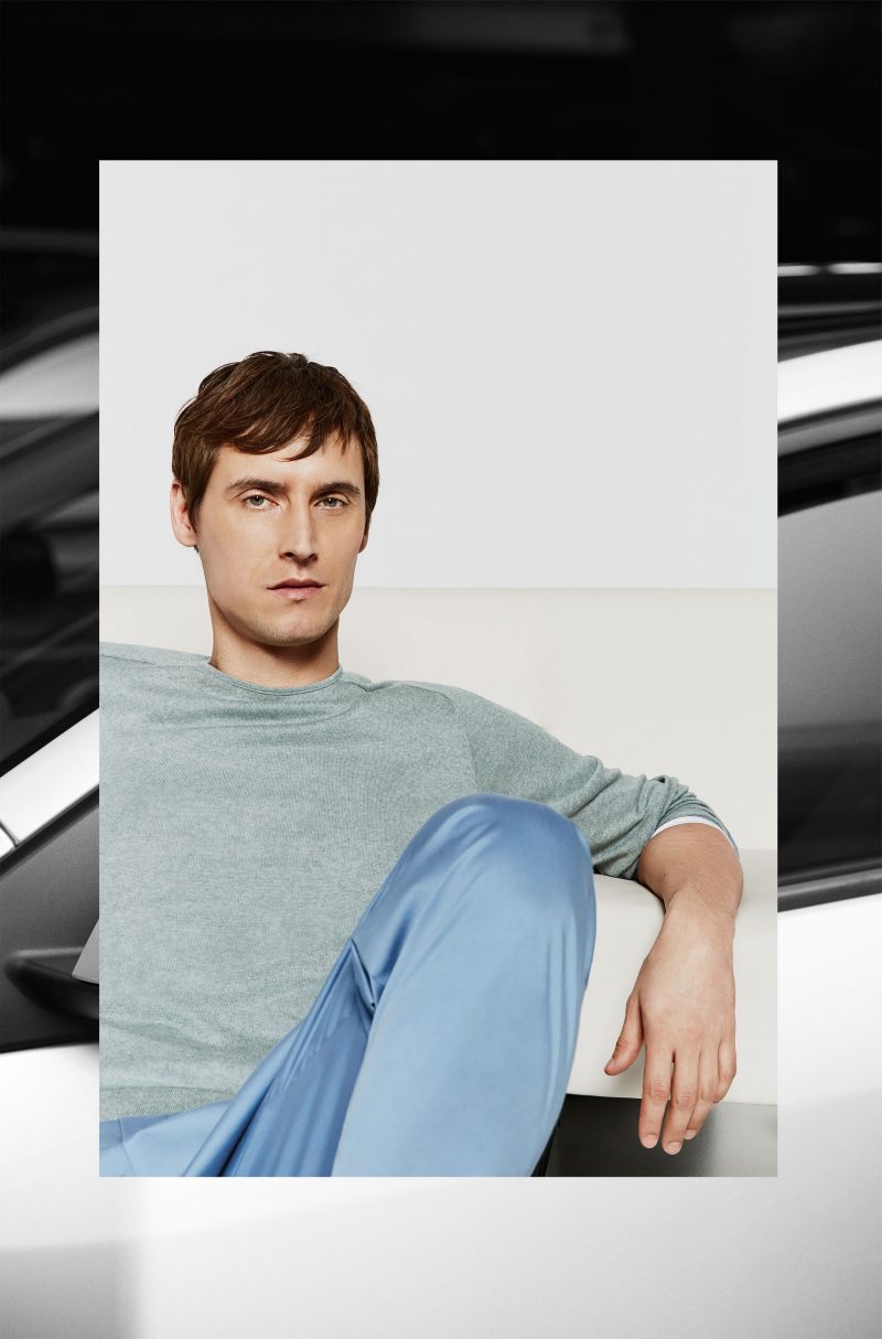 Soft Knits: Sebastien Andrieu relaxes in a fine knit sweater from Zara.