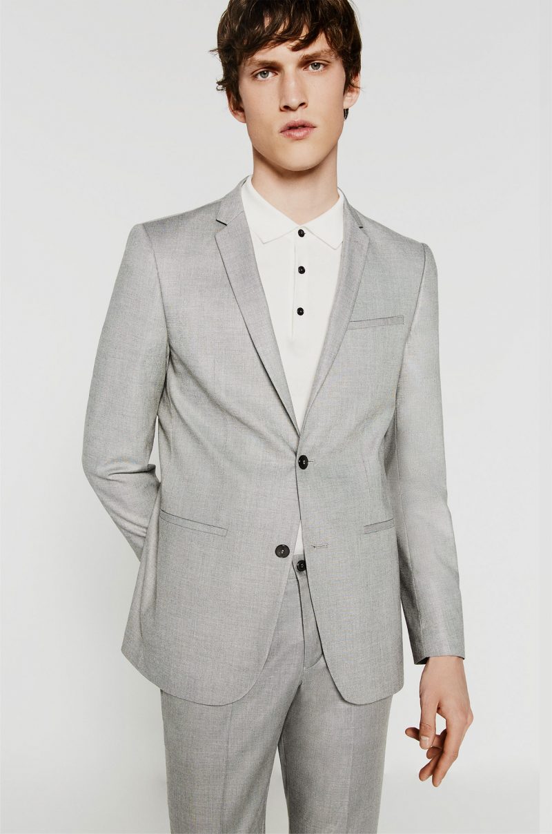 Summer Suiting: Malthe Lund Madsen dons a lightweight suit in grey from Zara.