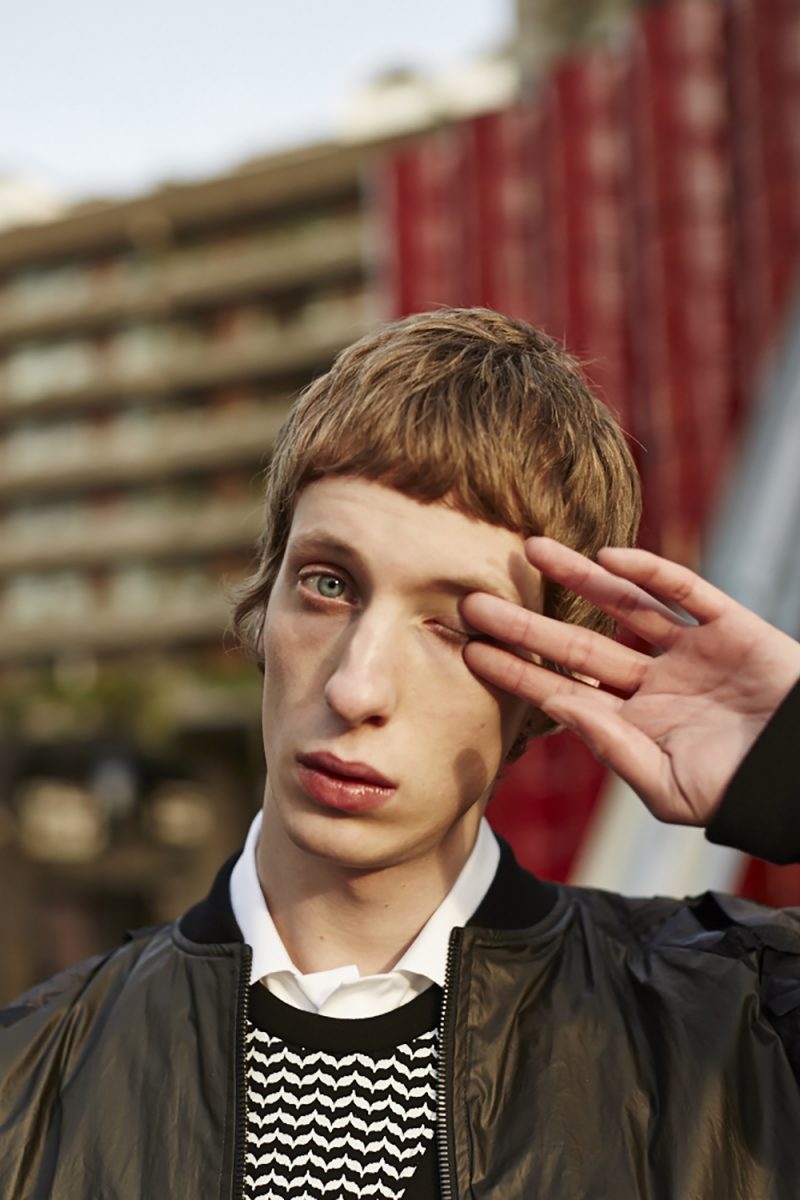 Neil Barrett Lightning Bolt Sweatshirt and Christopher Raeburn REMADE Woven Bomber Jacket.