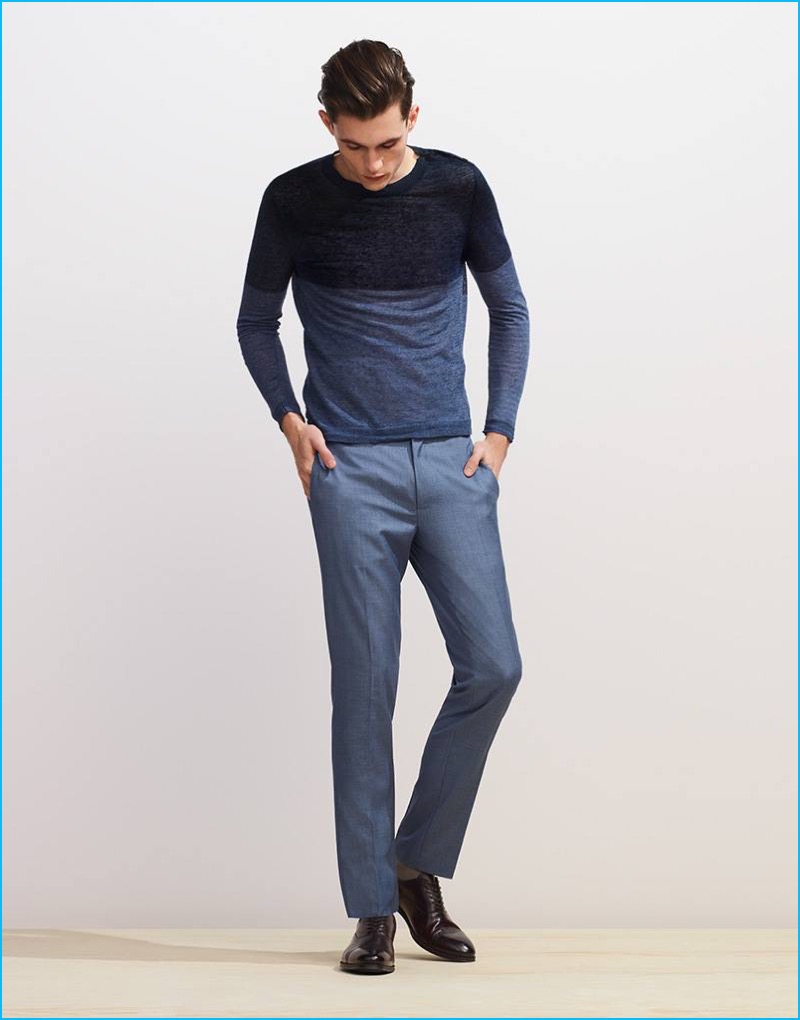 The fitted sweater and slim-cut trousers provide a smart style option, rounded out by ALDO's perforated CARLUS leather oxford shoes.