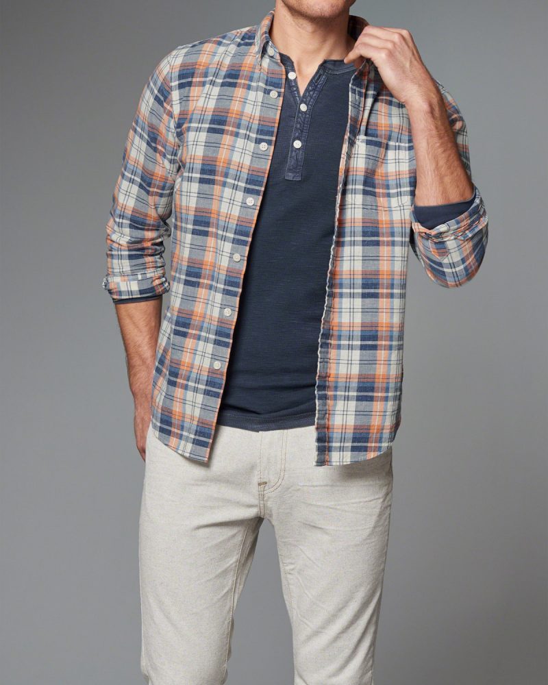 Abercrombie & Fitch Plaid Chambray Button-Down Shirt