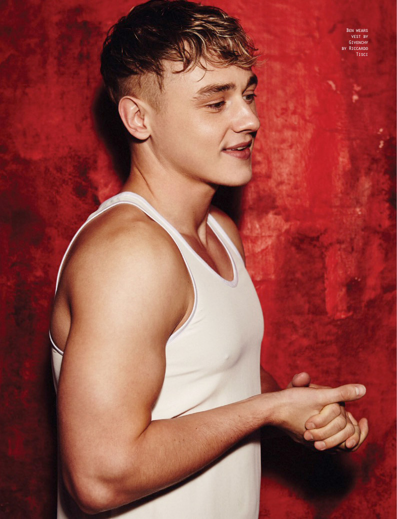 Ben Hardy pictured in a Givenchy tank for Attitude.