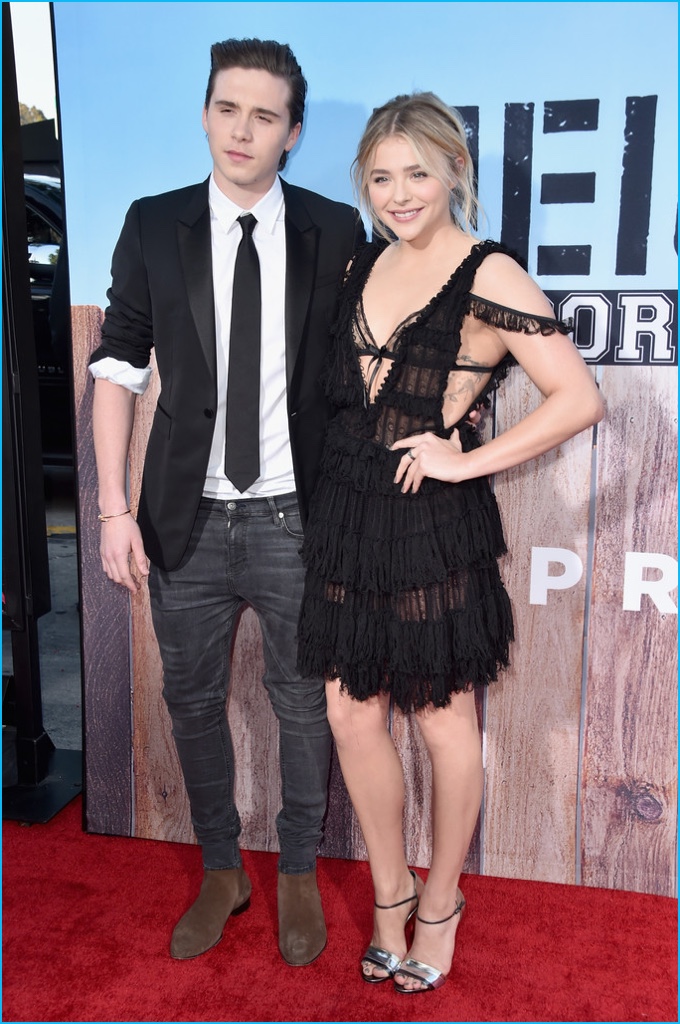 May 2016: Joining the ranks of young Hollywood, Brooklyn Beckham joined his girlfriend Chloë Grace Moretz for the Los Angeles premiere of her new movie Neighbors 2: Sorority Rising. Going for a youthful look, Beckham paired denim jeans and ankle boots with a tailored jacket, shirt and tie.