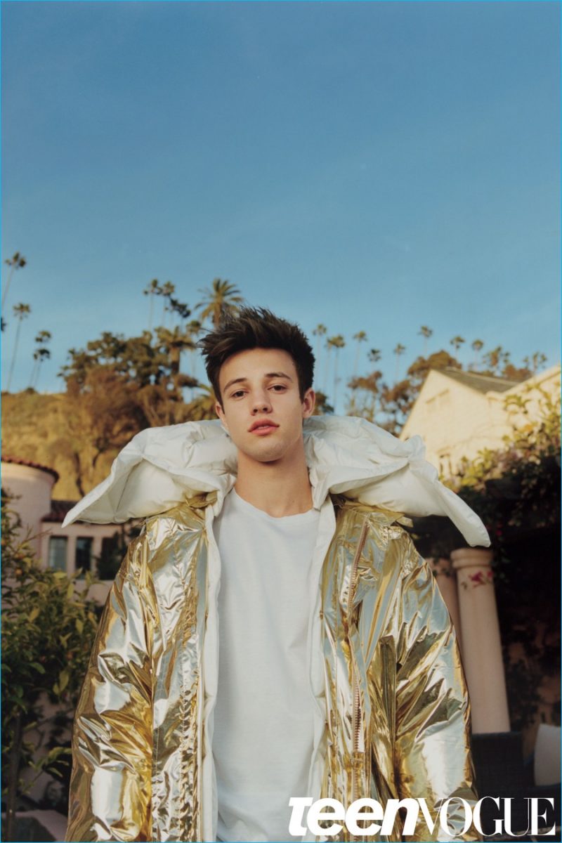 Cameron Dallas pictured in a fall-winter 2016 look from Calvin Klein Collection.