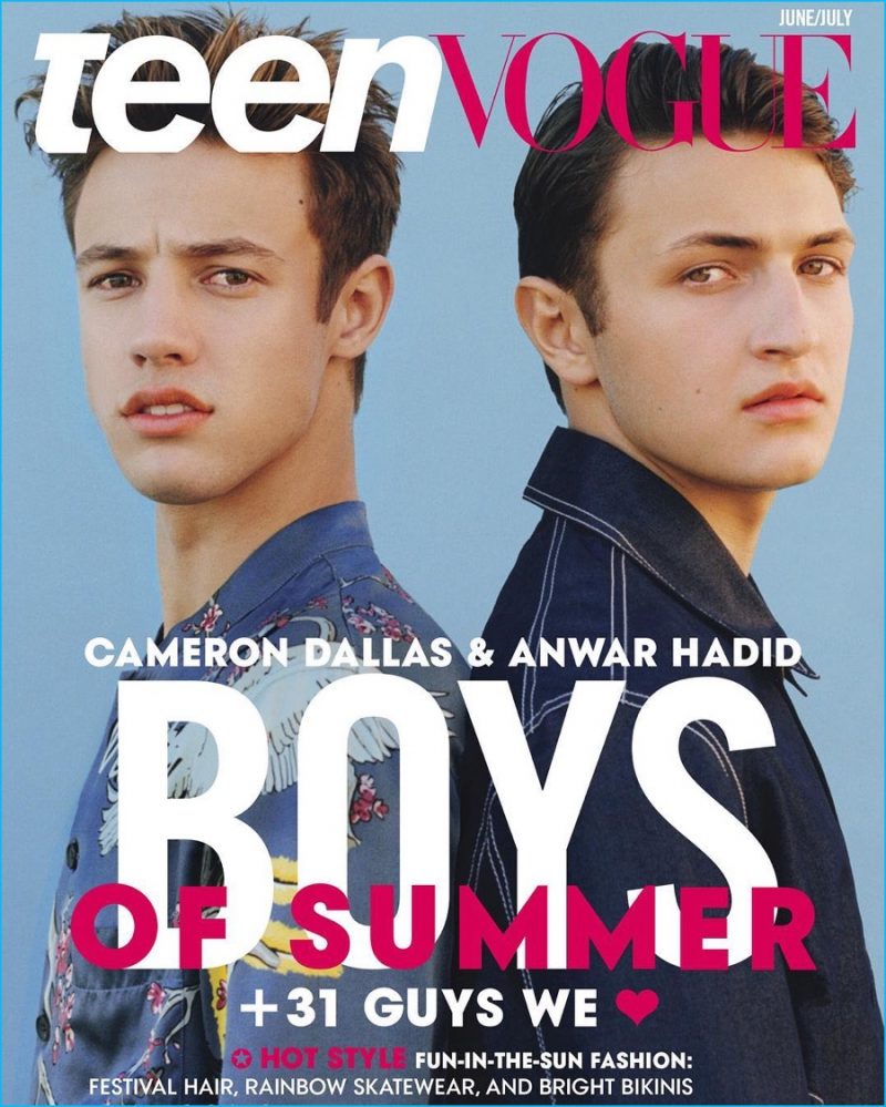 Cameron Dallas and Anwar Hadid cover the June/July 2016 issue of Teen Vogue.