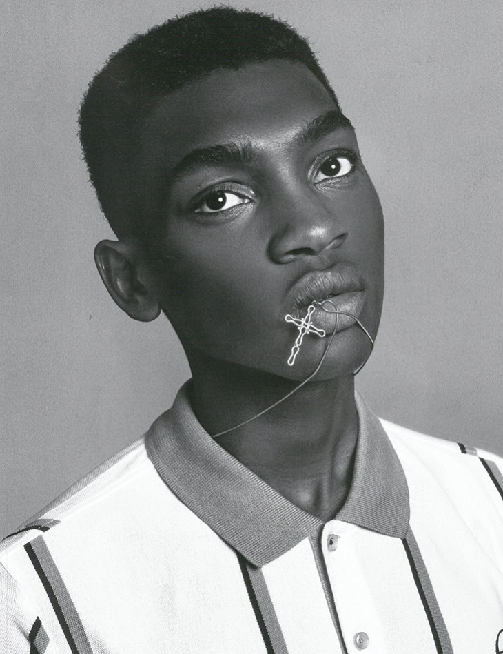 Carvell Conduah is front and center for a black & white portrait featured in Rollacoaster magazine.