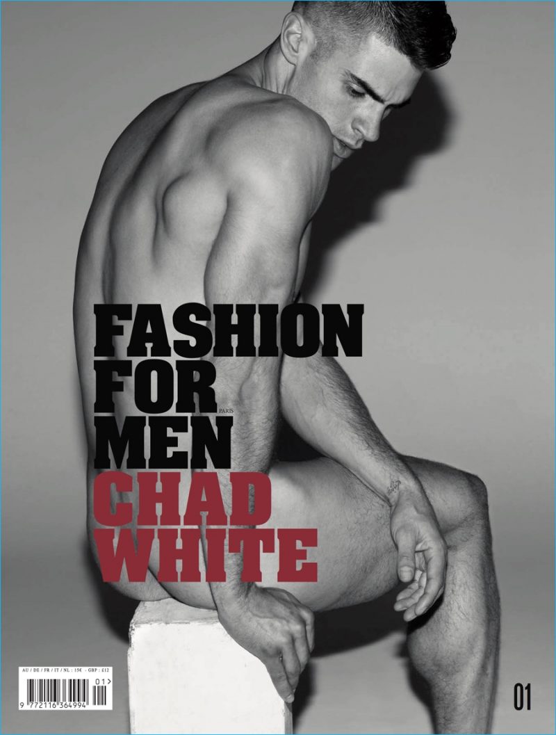 Chad White goes nude, covering a special summer issue of Fashion for Men.
