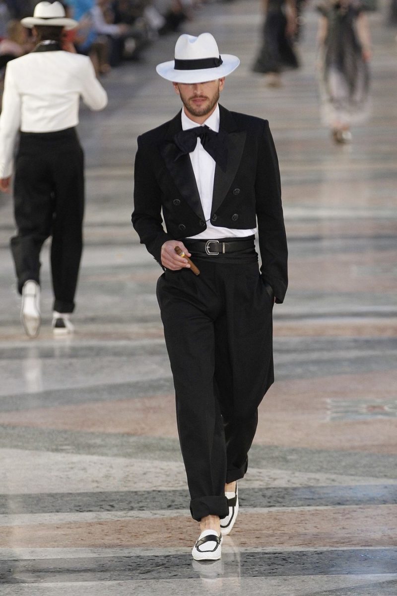Chanel channels Cuba's golden age with a tailored look that features a cropped tuxedo jacket and panama hat.
