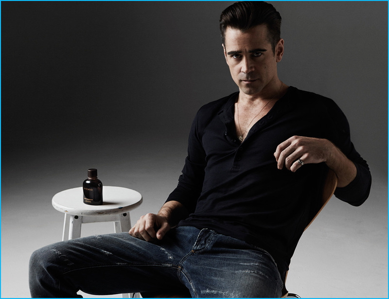 Colin Farrell pictured in Dolce & Gabbana for the pages of Elle España.