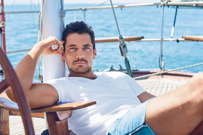 David Gandy soaks in the sun, relaxing in his latest line for Autograph.