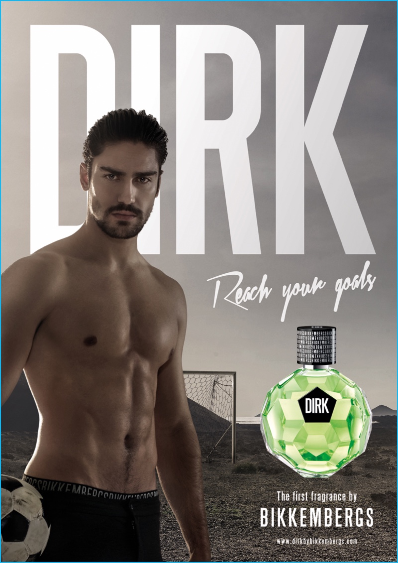Model Ignacio Ondategui fronts Dirk Bikkembergs' debut fragrance campaign for Dirk.
