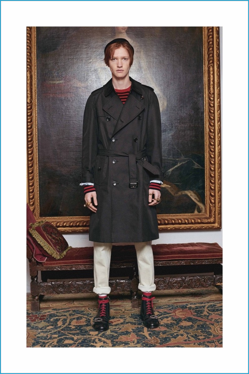Gucci embraces outerwear classics such as the trench coat for its cruise 2017 collection.