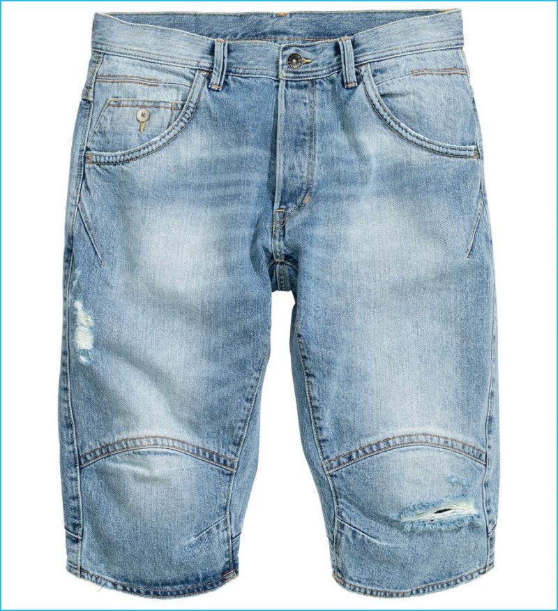 H&M Men Biker Denim Shorts