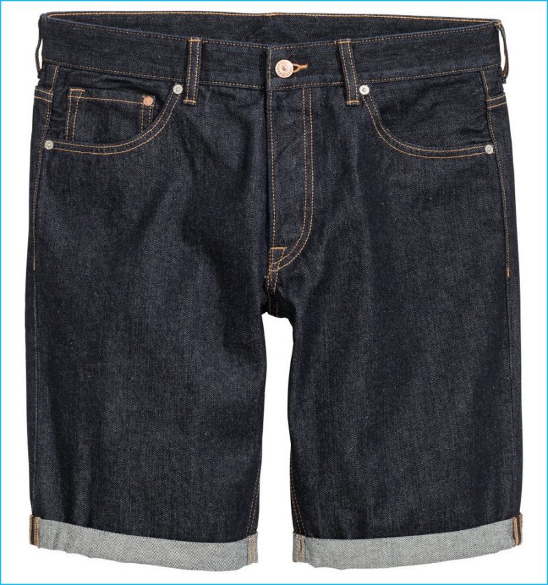 H&M Men Dark Blue Denim Shorts
