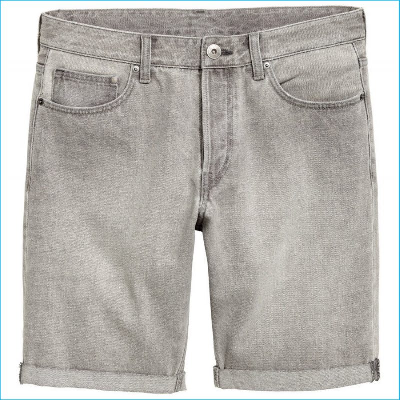 H&M Men Grey Denim Shorts