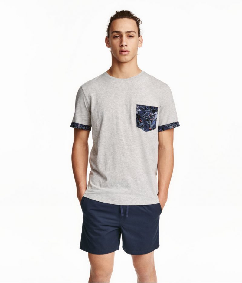 H&M Men Tropical Print Pocket Tee