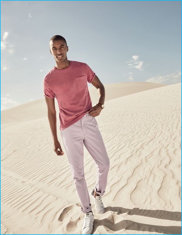 Claudio Monteiro goes casual in a pocket tee and broken-in chinos from J.Crew.
