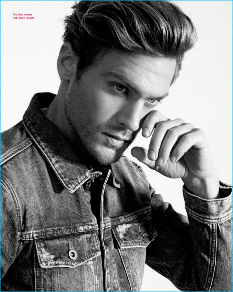 Jason Morgan is ready for his close-up in a Hilfiger Denim jacket.