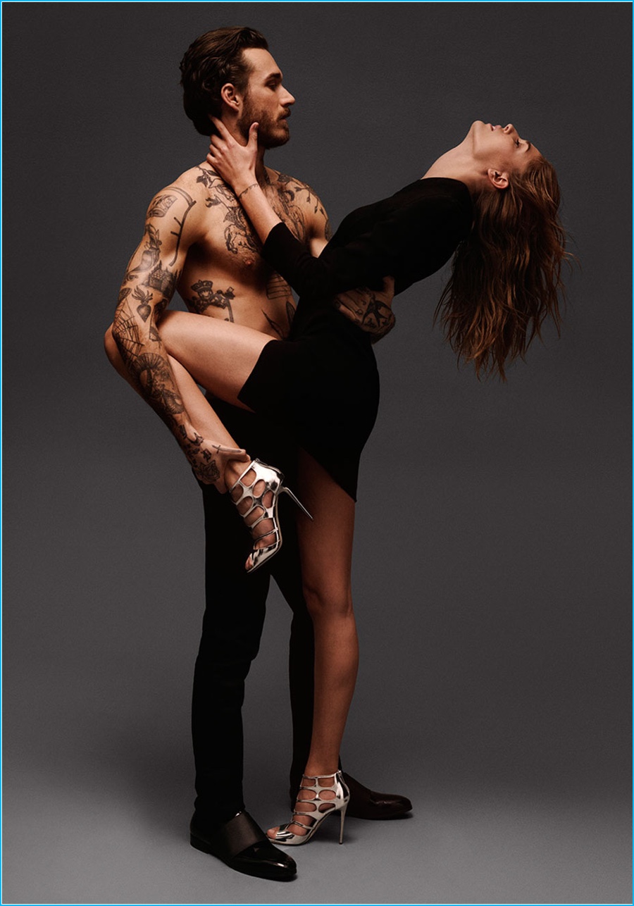 David Alexander Flinn Bares Tattoos for Jimmy Choo Pre-Fall Campaign