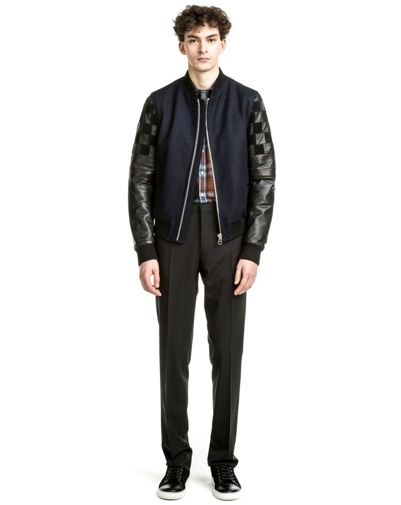 Lanvin Pre-Fall 2016 Wool and Leather Patchwork Bomber Jacket