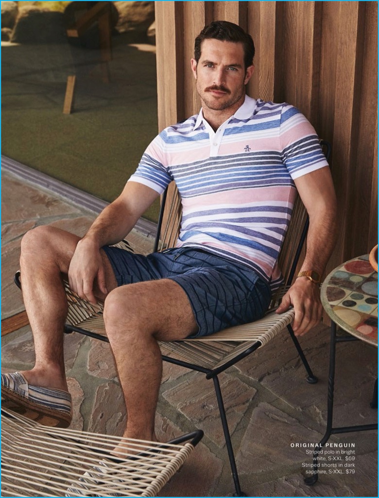 Justice Joslin models a casual look from Original Penguin.