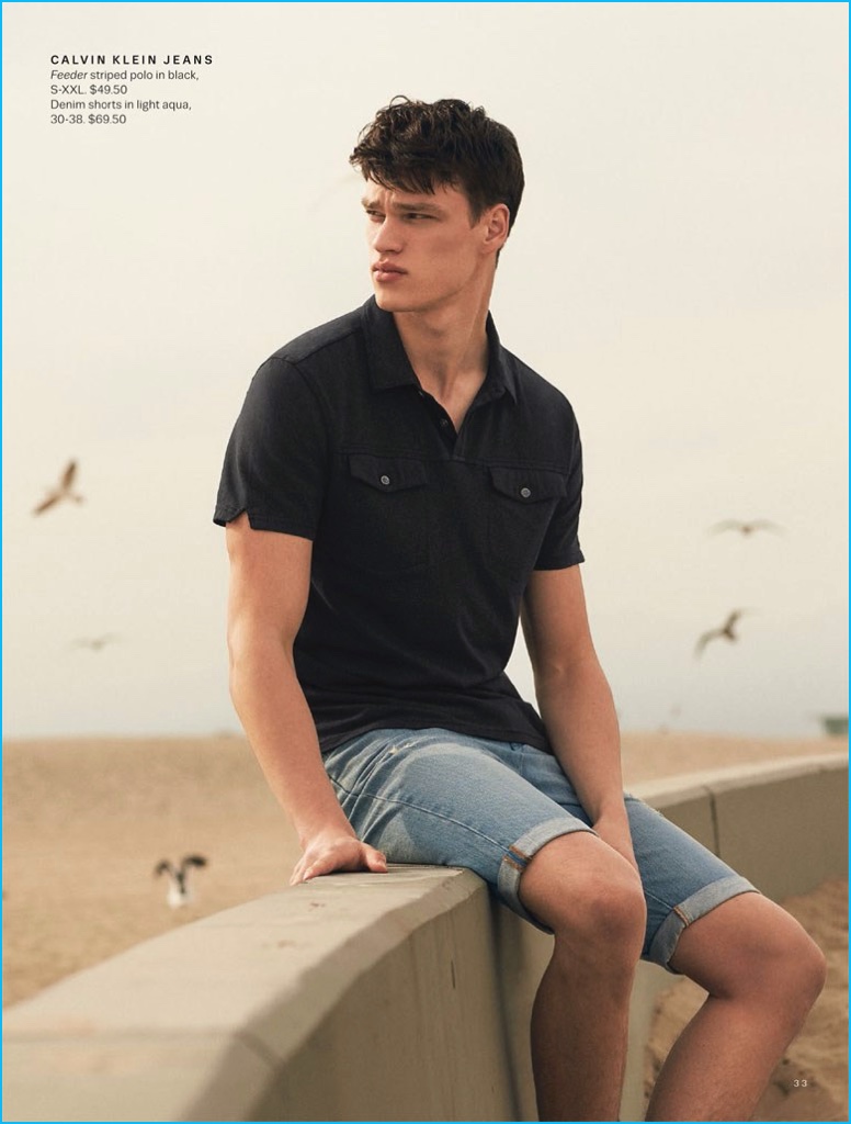 Filip Hrivnak models casual fashions from Calvin Klein Jeans.