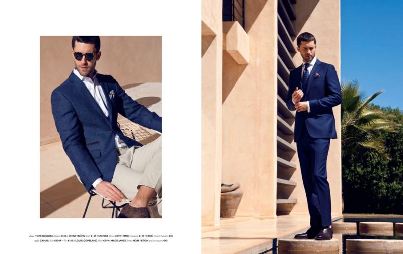 Richard Skinner dons shades of blue from Tom Rusborg and Canali.