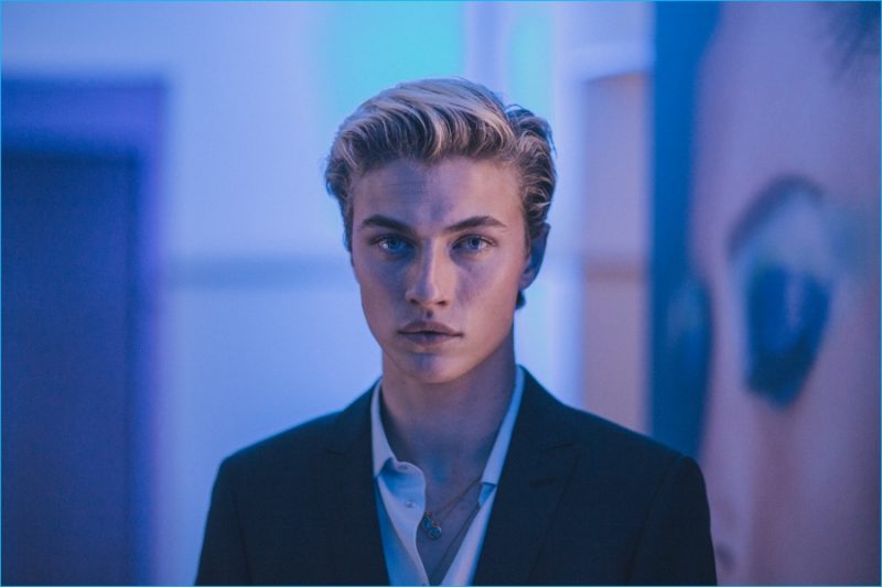 Lucky Blue Smith photographed at the L'Oreal Paris Blue Obsession Party during the 2016 Cannes Film Festival.