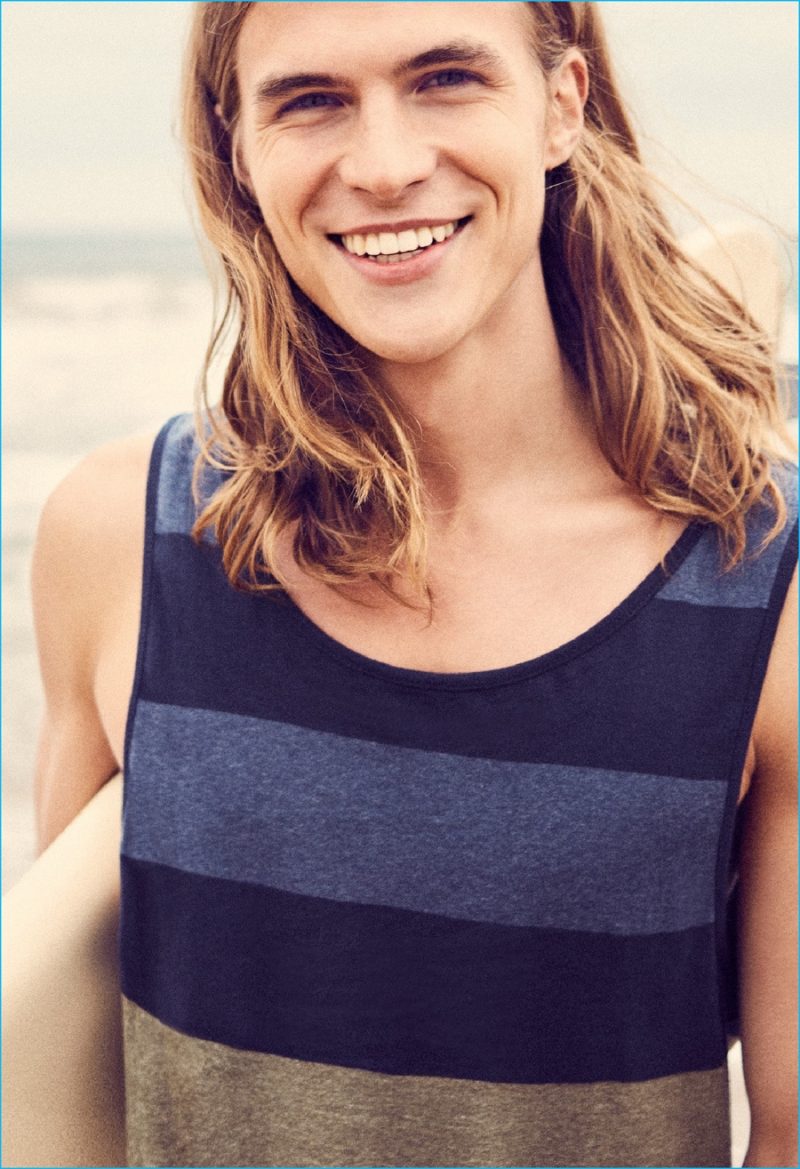 Malcolm Lindberg wears stripe tank Mango.