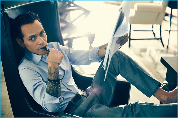 Marc Anthony embraces smart tailoring as he poses for Billboard magazine.