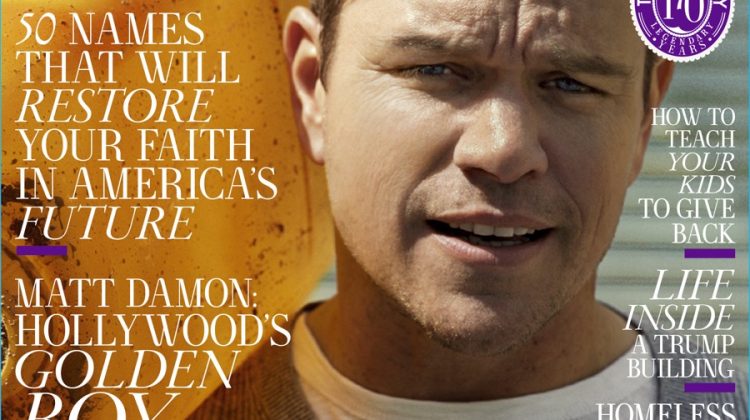 Matt Damon Covers Town & Country, Discusses Philanthropy