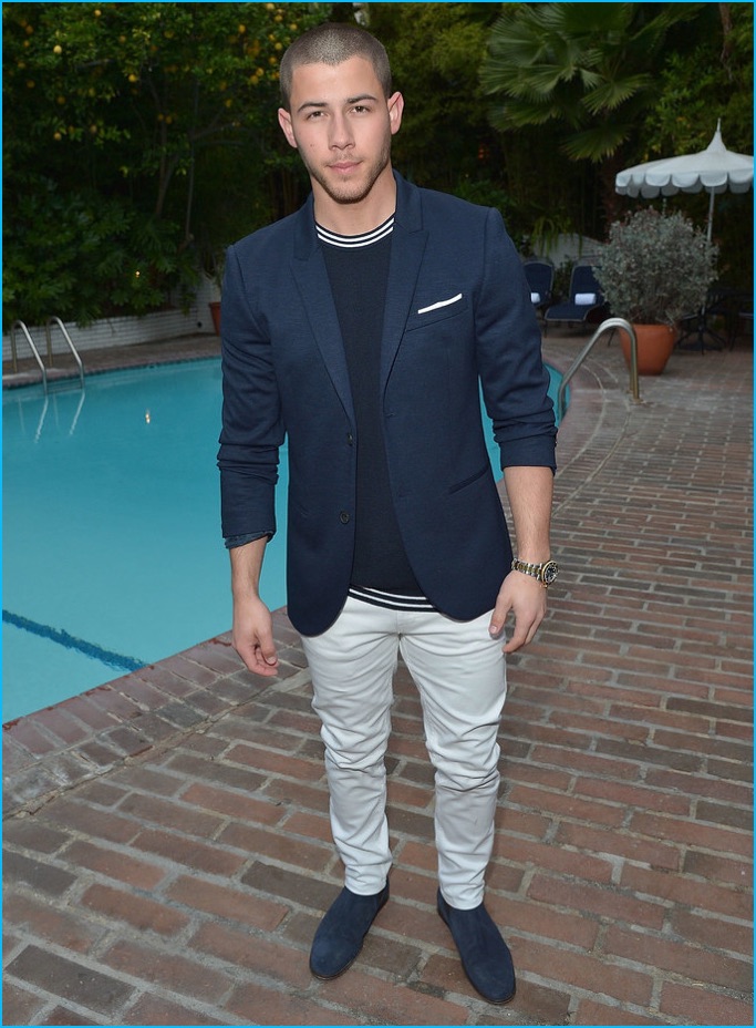 May 2016: Nick Jonas poses for pictures at Chateau Marmont, celebrating his Topman magazine cover.