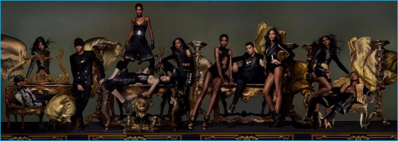 Olivier Rousteing and Cristiano Ronaldo join models in a photo for Dazed & Confused.