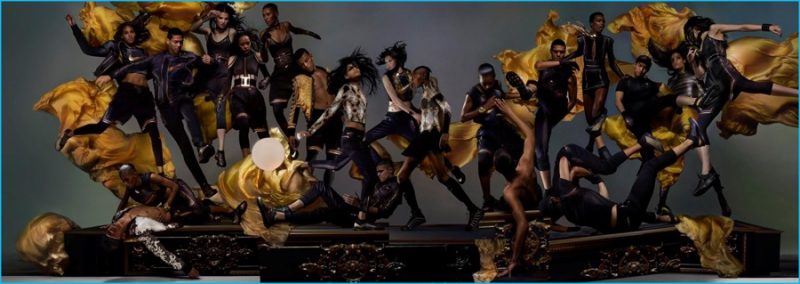 Models photographed by Nick Knight in Oliver Rousteing x NikeLab collection.