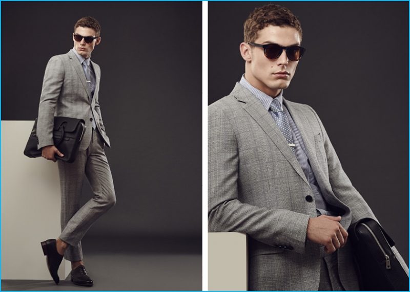 Keep It Light: Model Jacob Hankin embraces summerweight suiting in Reiss' Buckingham linen suit.