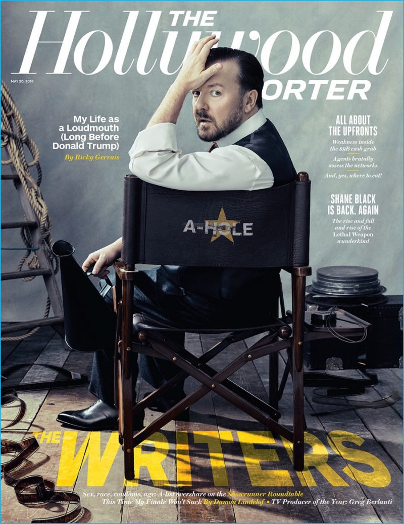Ricky Gervais covers the most recent issue of The Hollywood Reporter. » Ricky Gervais Covers The Hollywood Reporter, Talks Donald Trump Ricky Gervais covers the most recent issue of The Hollywood Reporter.