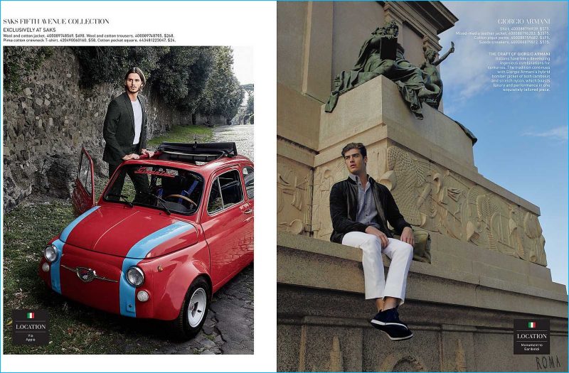 Saks takes its own collection abroad, traveling to Italy, where the retailer also showcases Giorgio Armani.