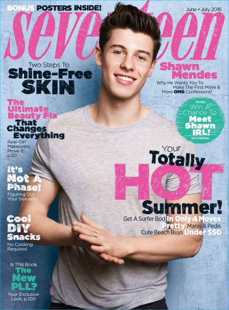 Shawn Mendes covers the June/July 2016 issue of Seventeen magazine.
