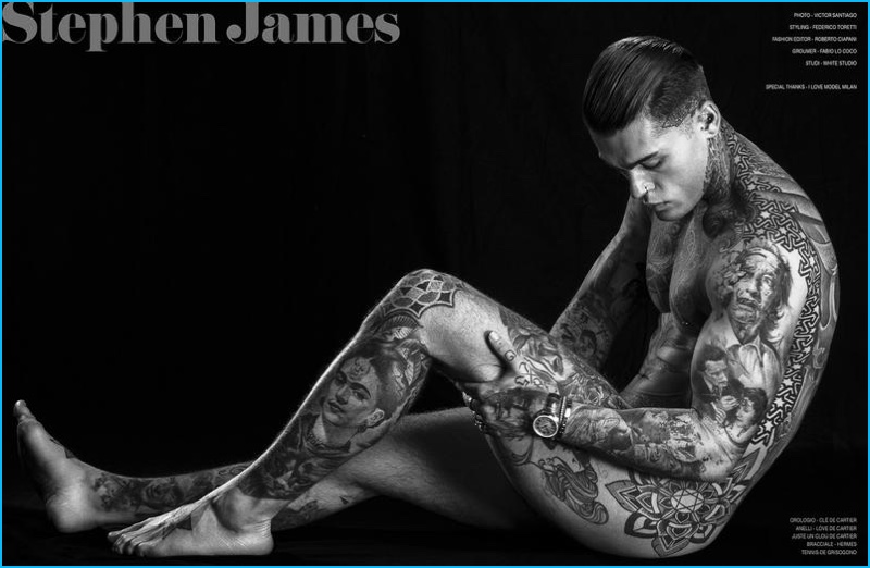 Stephen James goes nude, revealing his body of tattoos for Vision 3.0.