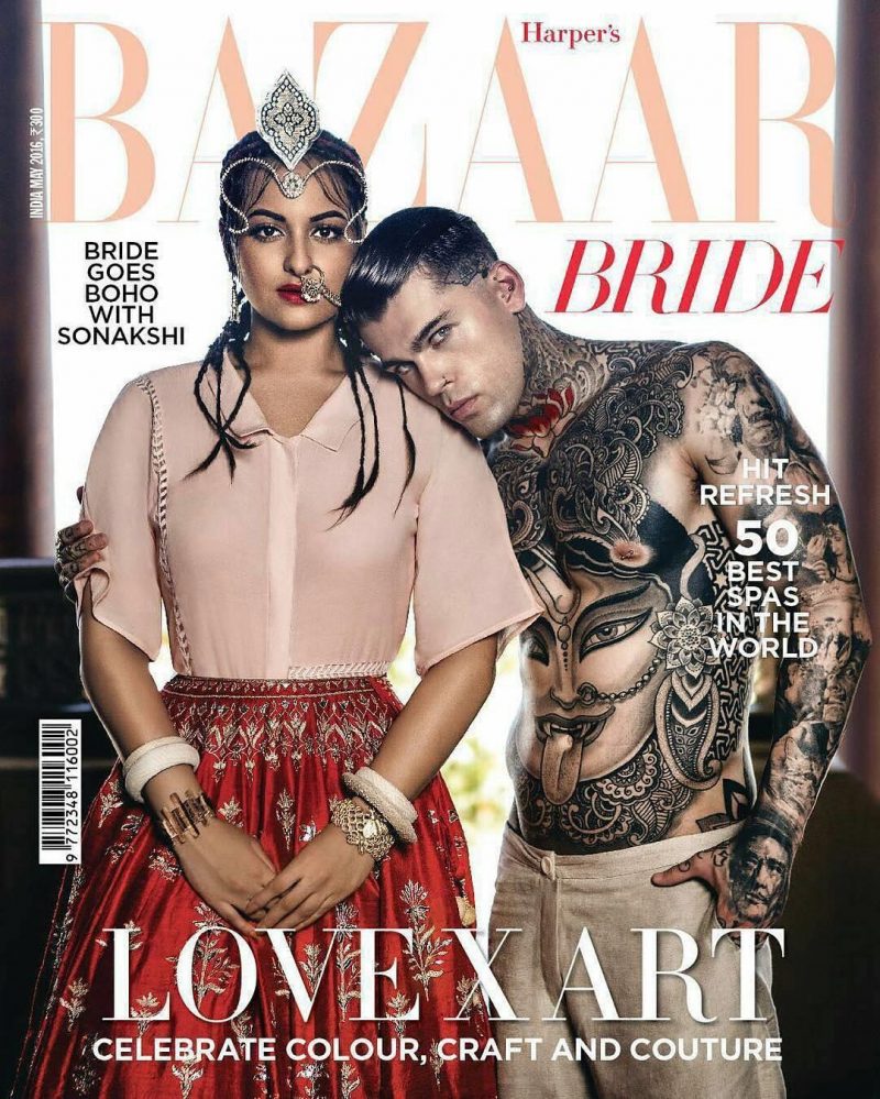 Stephen James joins actress Sonakshi Sinha for the May 2016 issue of Harper's Bazaar India.