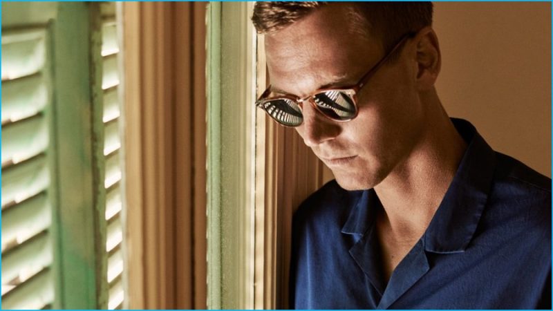 Tomas Berdych wears camp shirt Acne Studios and sunglasses Gucci.