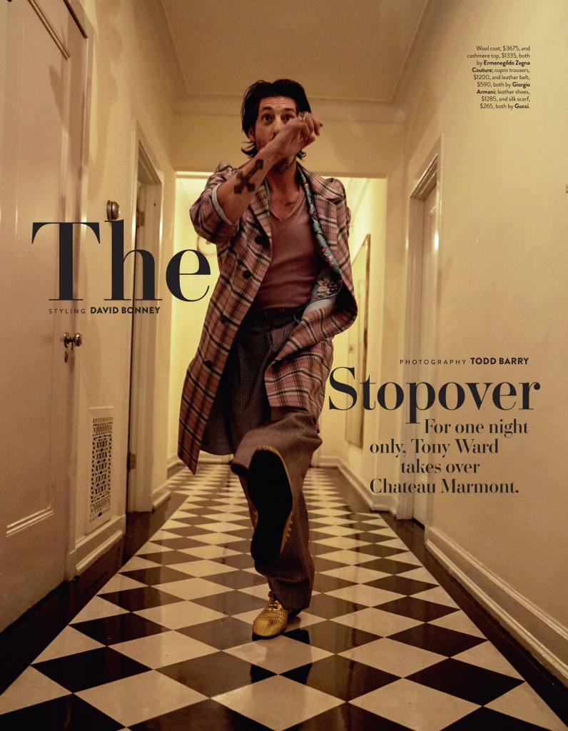 Tony Ward dons a plaid coat from Ermenegildo Zegna Couture for the pages of GQ Australia.