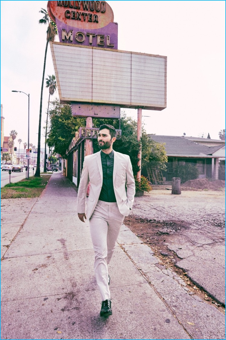 Tyler Hoechlin wears a tailored H&M look with John Varvatos shoes.